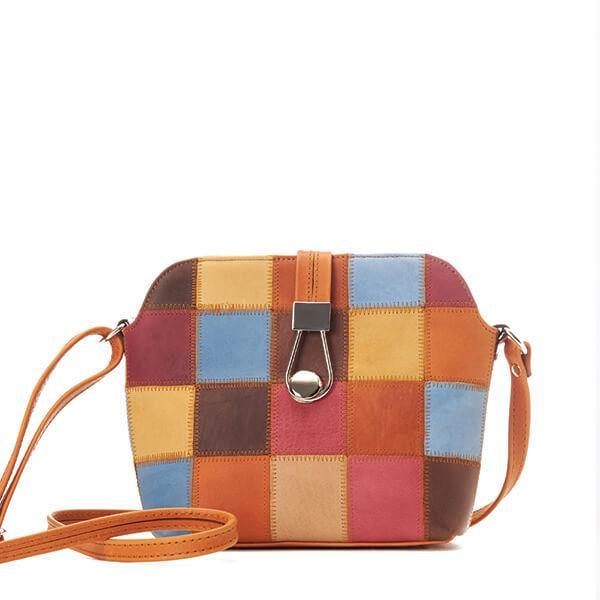 Patchwork Vintage Crossbody Bag With Buckle