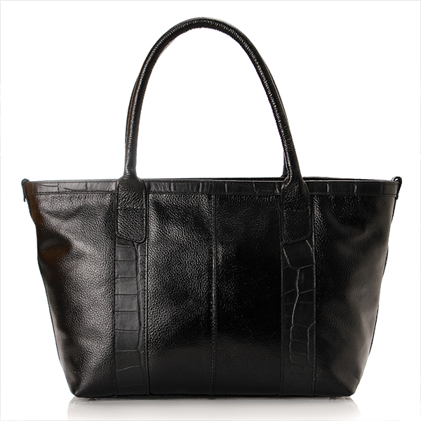 Black Matt Leather Tote Bag