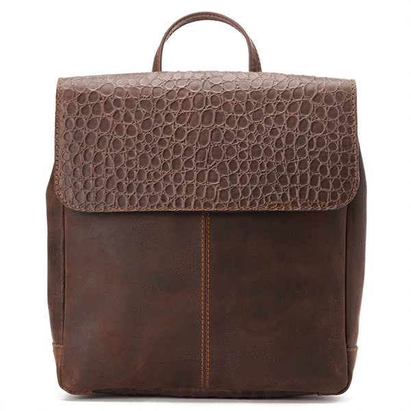 Vintage Brown Leather Flap Backpack