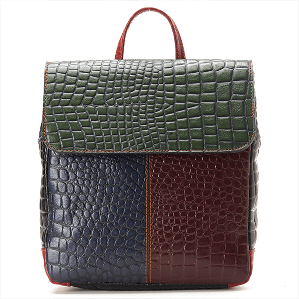 Multicolored Croc Leather Flap Backpack
