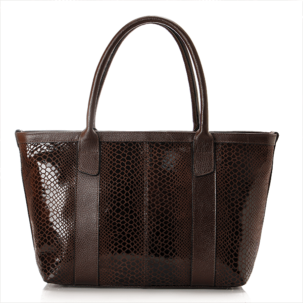 Brown Lizard Print Tote Bag