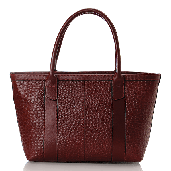 Burgundy Croc Leather Tote Bag