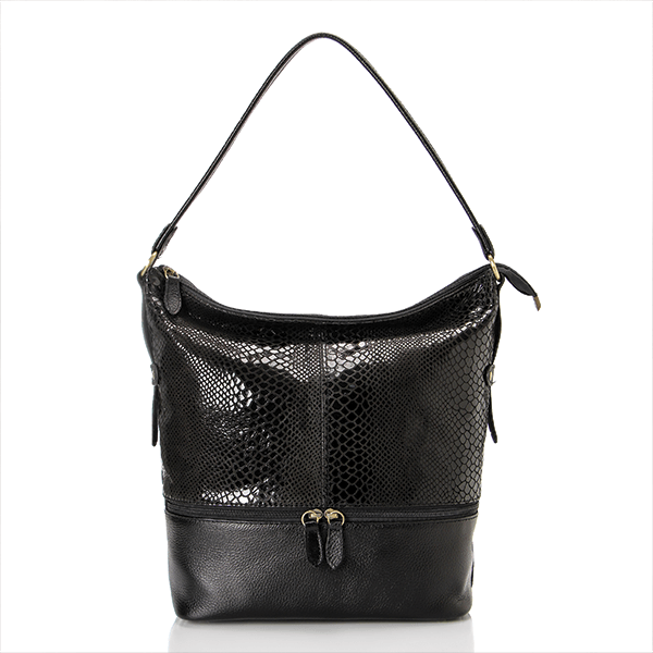Black lizard folded tote