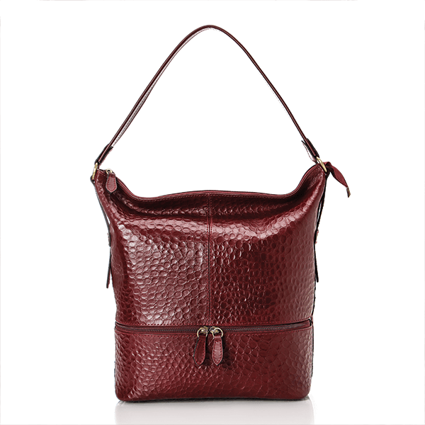 Burgundy Croc folded tote