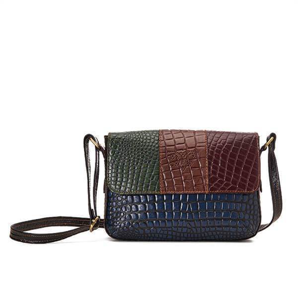 Multicolored Croc Leather Cross Bag