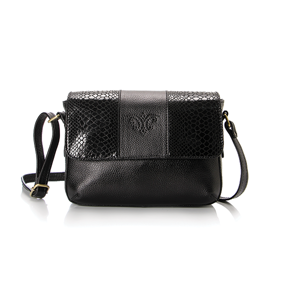 Black Lizard Leather Cross Bag