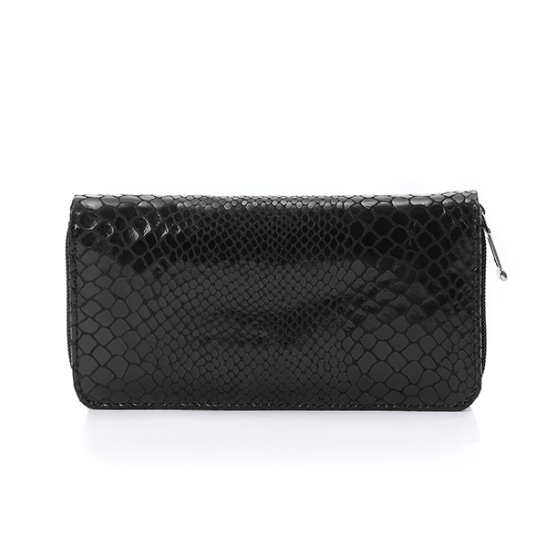 Black Lizard Brogue Leather Wallet