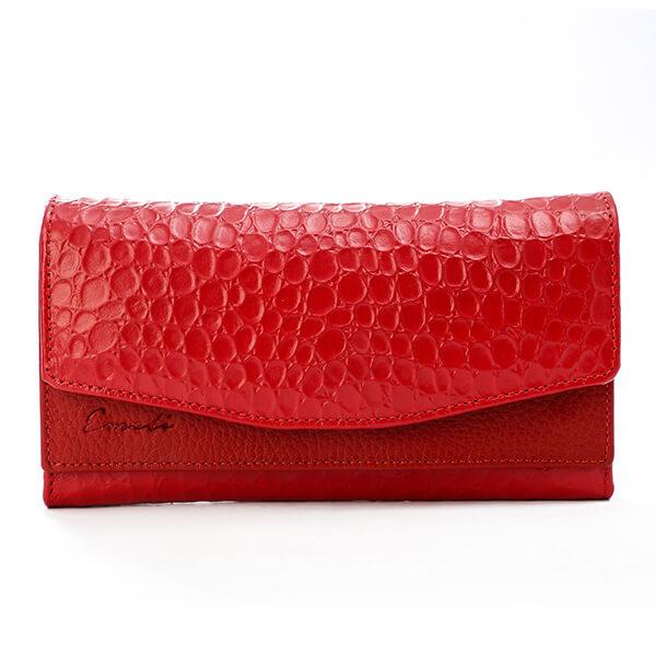 Red Croc Print Leather Wallet